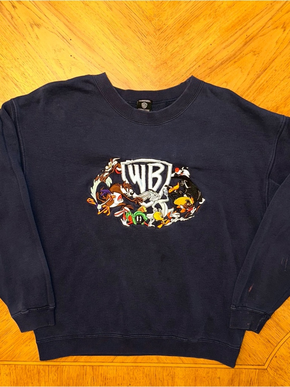 Vintage Looney Tunes Warner Bros Studio Store Crew Neck Sweatshirt Small Navy